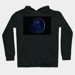 Planet Earth during the night against dark starry sky Hoodie